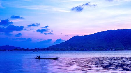 Sunset scene at Songkhla Lake in a south of Thailand.の写真素材