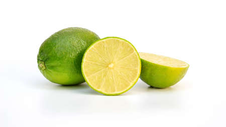 Green lime on a white background.の写真素材