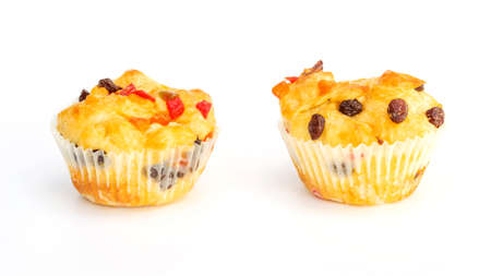 Fruit bread on a white background.の写真素材
