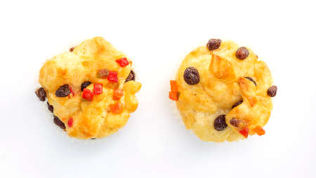 Fruit bread on a white background.の写真素材