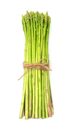 Green asparagus on a white background.の写真素材