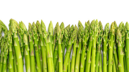 Green asparagus on a white background.の写真素材