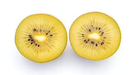 Golden kiwi fruit on a white background.の写真素材