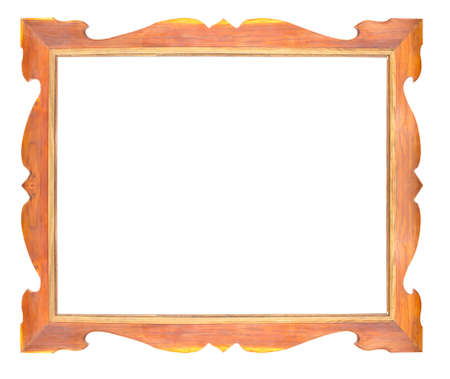 Wood picture frame   isolated on white .の写真素材