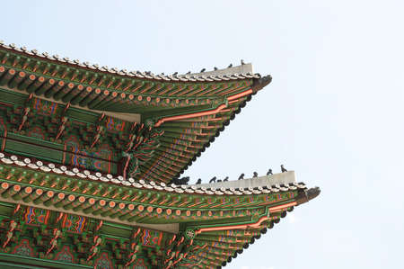 Beautiful Traditional Architecture in Seoul, Korea, public place and selective focusのeditorial素材