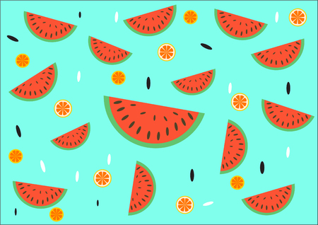 Watermelon and orange for background at summer season.