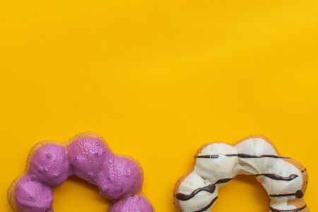 donut on yellow background. soft focus.