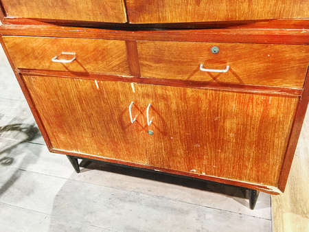 Vintage Thai Wooden Cabinet with Drawersの写真素材