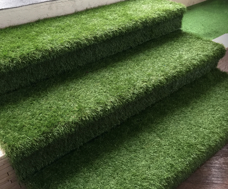 Green Artificial Grass Stairwayの写真素材