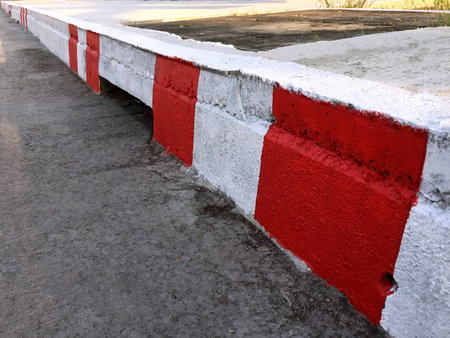 Footpath with Red and White Stripesの写真素材
