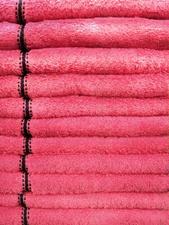 Stacked Fluffy Pink Towelsの写真素材