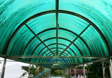 Green Curved Roof Viewed from Insideの写真素材