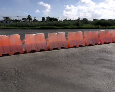 Orange Plastic Traffic Road Barriersの写真素材