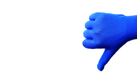 Hand with Thumb Down in a Glove Isolated on White Background