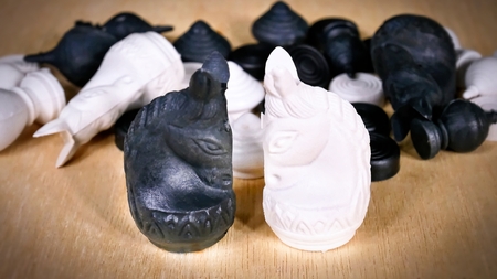 Knights (Horses) in Thai Chess Against Each Otherの写真素材