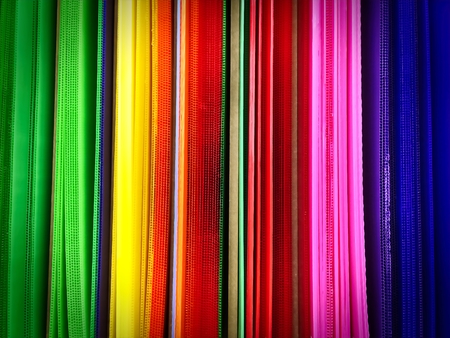 Colorful Vivid Plastic Corrugated Sheets for Art Project on Shelfの写真素材