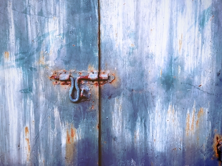 Old Grungy Door with Latch for Lockingの写真素材