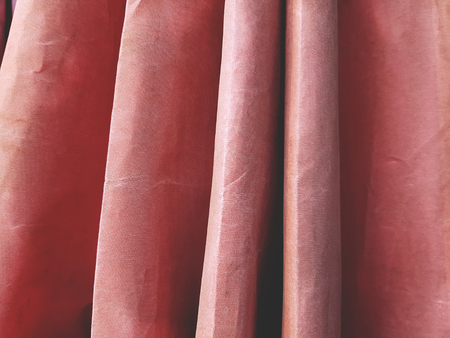 Full Frame Red Umbrella Cloth Texture Backgroundの写真素材