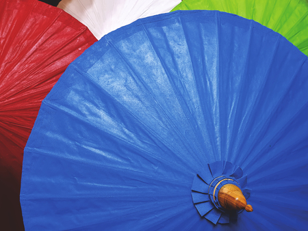 Full Frame Background of Vivid Colorful Umbrellasの写真素材