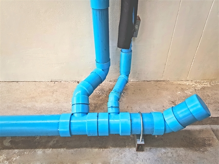 Blue PVC Piping System of Water Supplyの写真素材