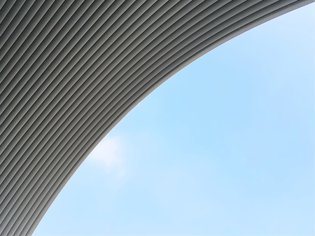 Low Angle View of Modern Curved Structural Architectureの写真素材