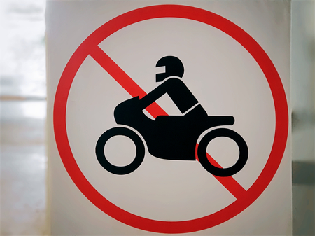 Red Circular Traffic Symbol of Motorcycle Not Allowedの写真素材