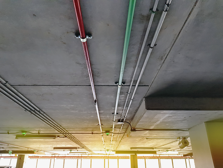 Low Angle View of Piping on the Ceilingの写真素材