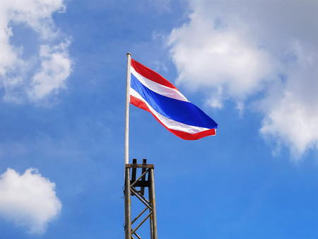 Low Angle View of Wavy Thai National Flag