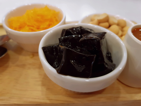 Small Cup of Thai Black Grass Jelly Dessert