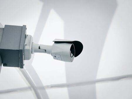 Close-up White Surveillance Camera For Safety Monitoringの写真素材