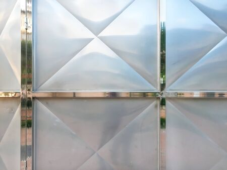 Full Frame Background of Door with Welded Stainless Steel Frames and Platesの写真素材