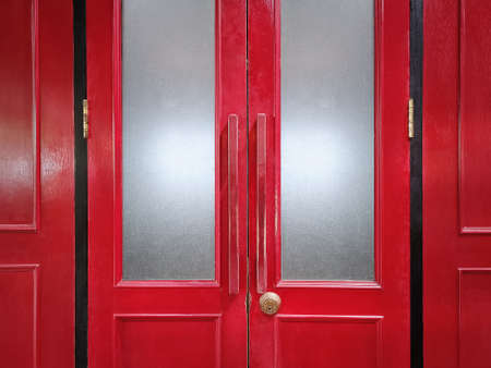 Full Frame Background of Red Old Retro Wooden Door