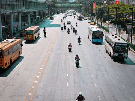 Ratchadamri Rd., Bangkok / Thailand - January 2, 2021: Light Traffic on the Road During New Year...