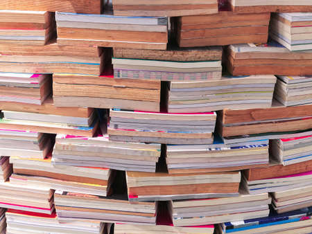 Full Frame Background of Group of Stacked Old Booksの写真素材