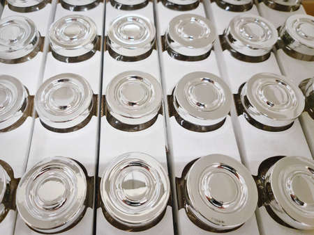 Full Frame Background of Bottles with Silver Caps for Sale