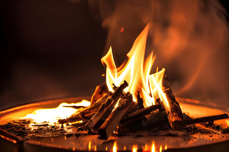 AI generated Burning Firewood with Smokeの素材