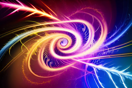 AI generated Abstract Spiral Colorful Electrical Sparks Backgroundの素材