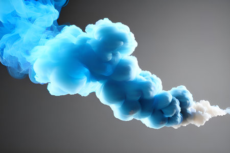 AI generated Abstract Blue Smoke Against Gray Backgroundの素材