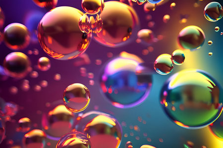 AI generated Full Frame Abstract Background of Colorful Bubblesの素材
