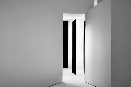 AI generated Monochrome Room with Lights and Shadowsの素材