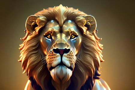 AI generated Portrait of Golden Lion Looking at Cameraの素材