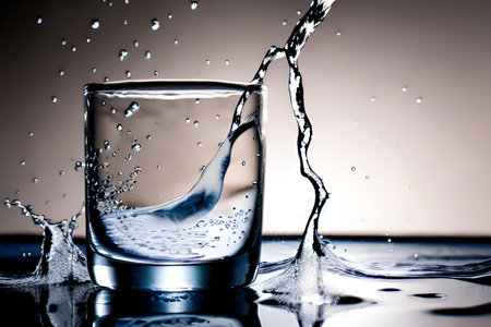 AI generated A Glass of Splashing Waterの素材