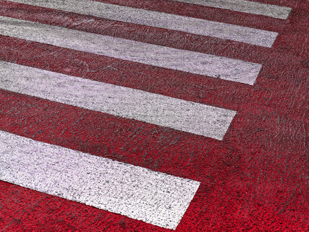 Zebra Crossing Sign on Red Streetの写真素材
