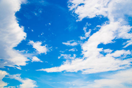 View of sky, Blue sky and altocumulus clouds の写真素材
