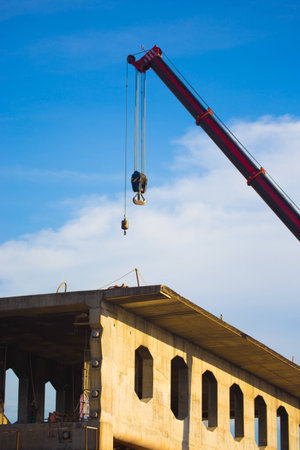 Construction machinery, crane at a construction site 