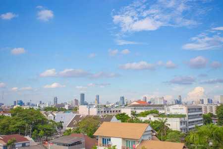 White clouds in the blue sky capital の写真素材