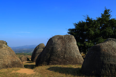 Stonehenge  Thailand  in  stone  field  âMo Hin  Khawâ of  Chaiyaphum  province, Thailandの写真素材