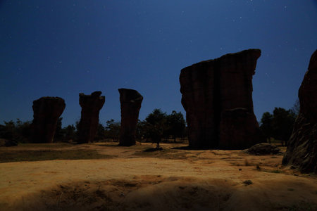 Stonehenge  Thailand  in  stone  field  âMo Hin  Khawâ of  Chaiyaphum  province, Thailandの写真素材
