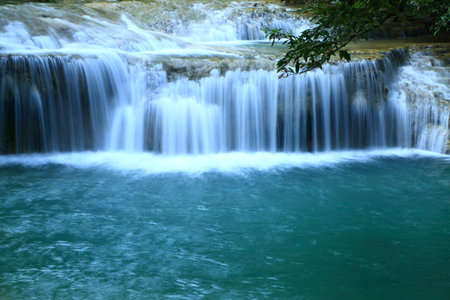 Beautiful  waterfall  in Erawan national park  of Thailand  