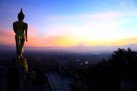 twilight buddha in nan province of thailandの写真素材